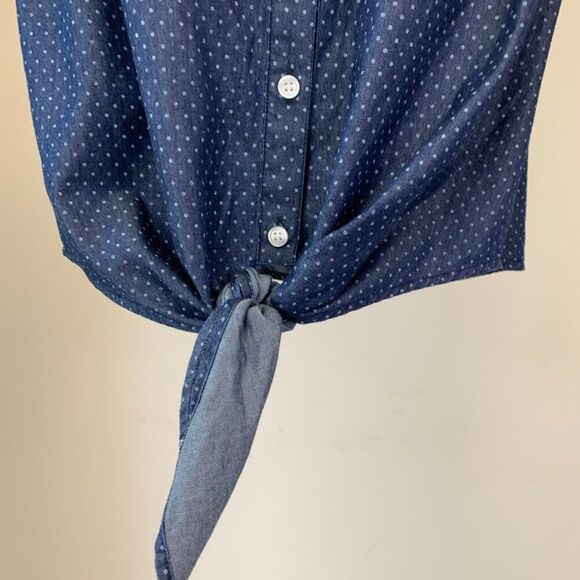 The Limited sz M Sleeveless Top Button Front Tie Waist Polka Dot New NWT - Picture 3 of 8